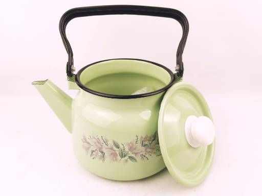 Kettle 2,3l enamel ?2714.3? decor light green with square. button